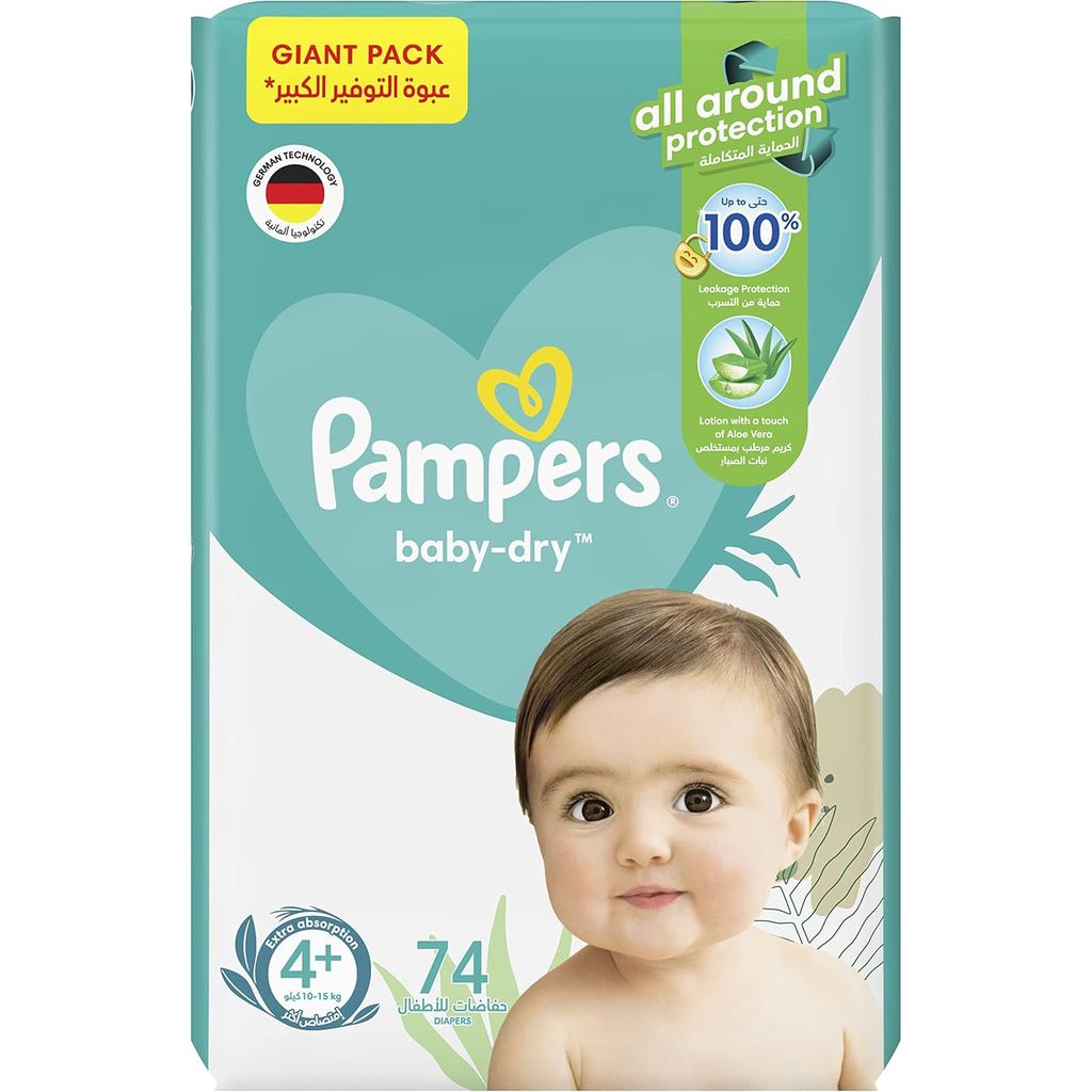 Pampers Baby Dry Diapers, , Size 4+, 10-, 15 Kg,  Pack Of 74'S