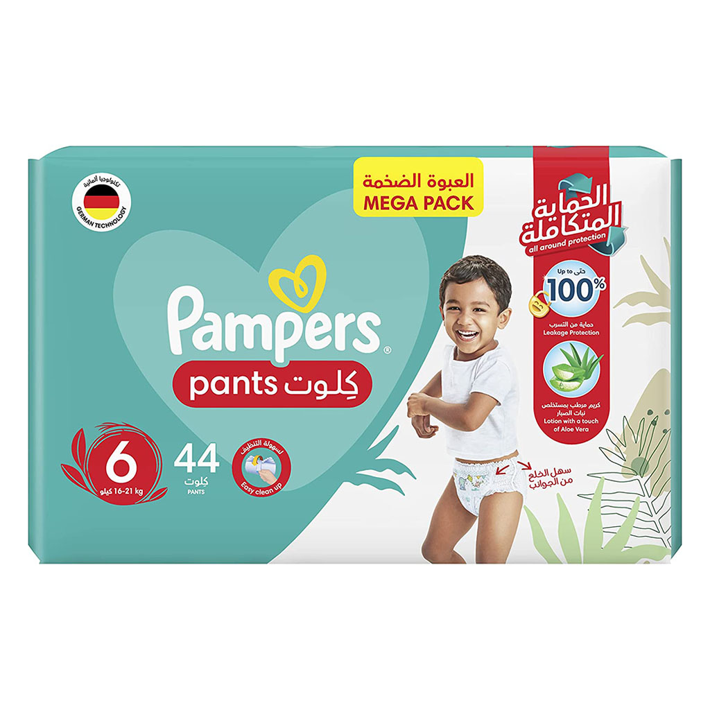 Pampers, Baby Diaper Pants with Aloe Vera, Gentle moisturizing diapers for babies, Size 6 (16-21 kg)