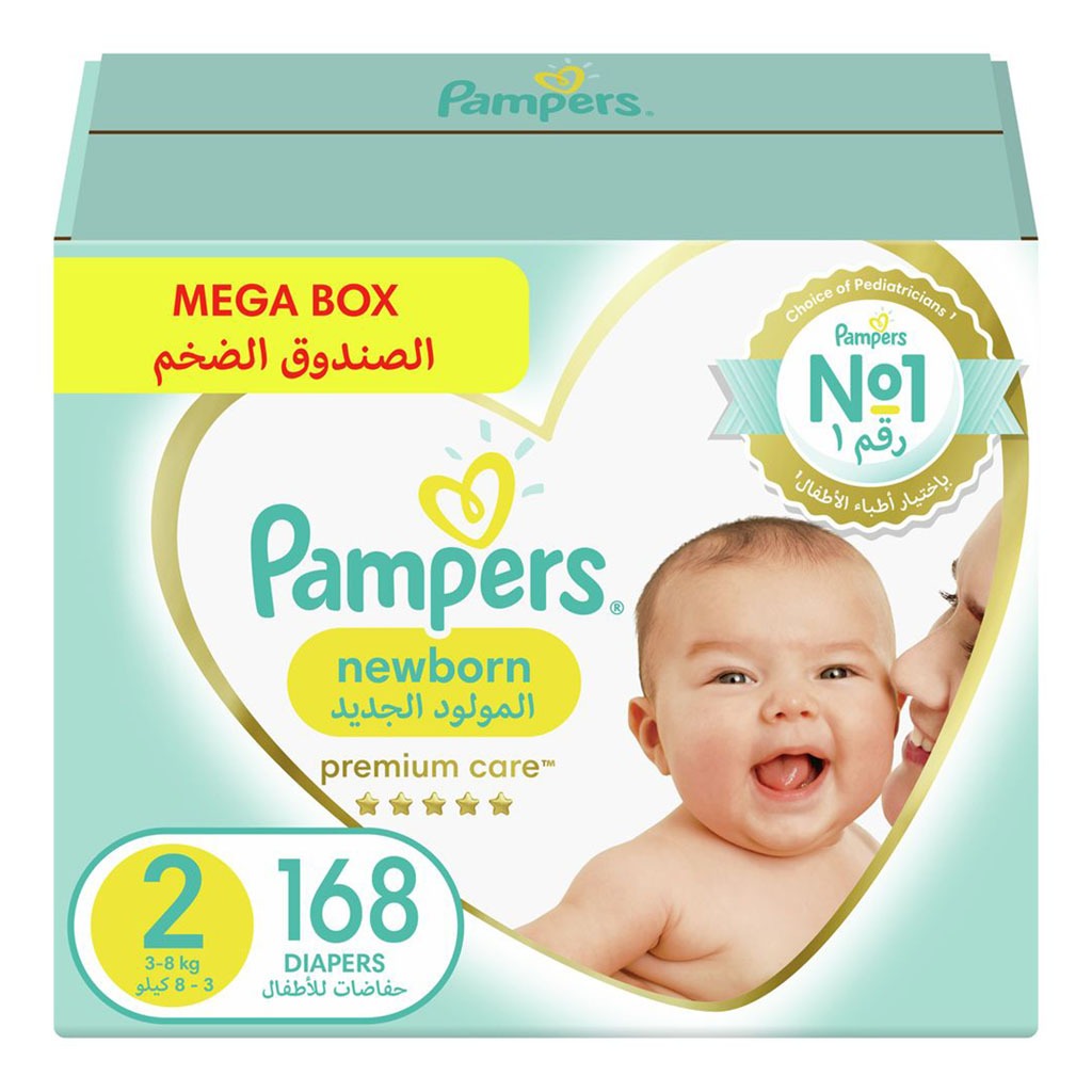 Pampers Premium Care Diapers Size-2 Mega Box 168 Count 3-, 8 Kg