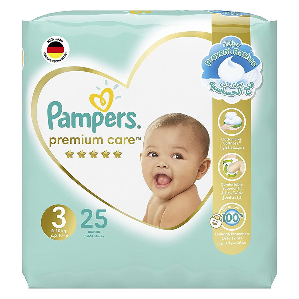 PAMPERSPREMIUM S3 4X25 MIP PRNC