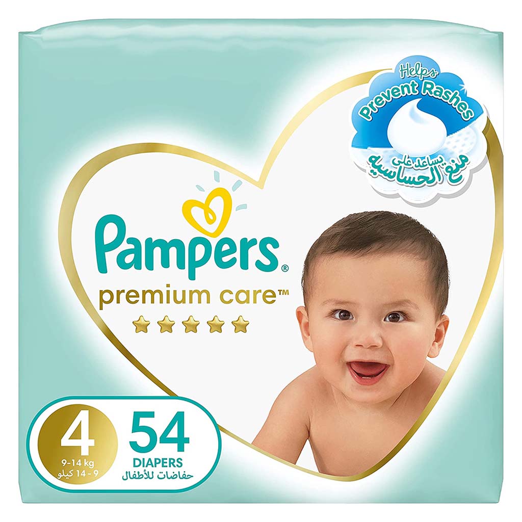Pampers Premium Care Baby Diapers, , Size 4, 9-, 14 Kg,  Pack Of 54'S