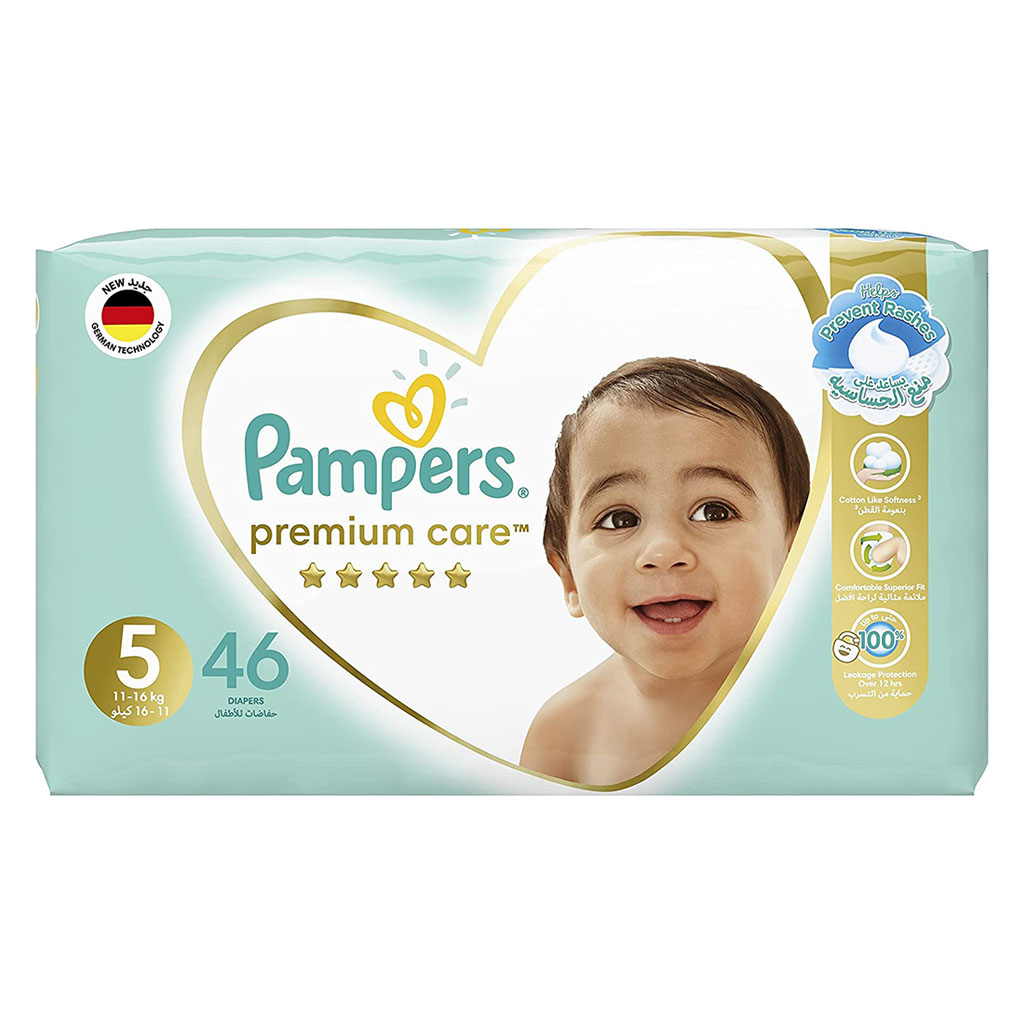Pampers, Premium Care Baby Diapers Size 5, Soft and absorbent diapers for babies 11-16 kg, Size 5