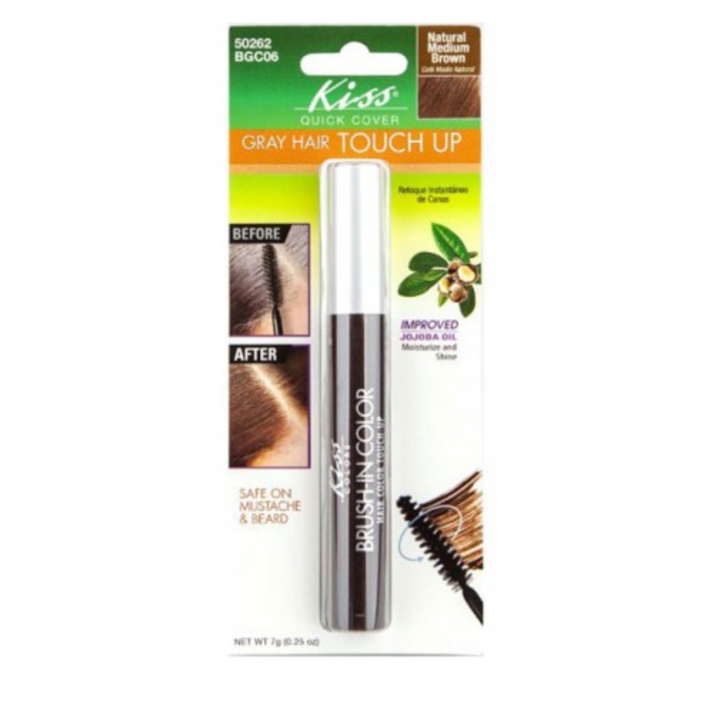 Kiss Professional, Quick Cover Gray Hair Touch-Up Brush Natural Medium Brown, Easy gray hair coverage brush