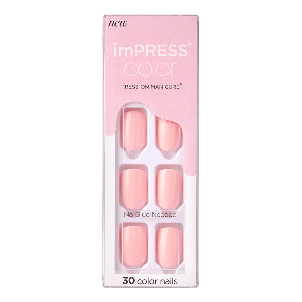 Kiss, imPRESS Color Press-On Manicure Pick Me Pink, Natural finish pink press-on nails, 30 pieces