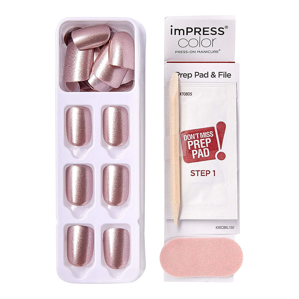 Kiss, imPRESS Color Press-On Manicure Paralyzed Pink, Long-lasting press-on nails in pink shade, 30 pcs