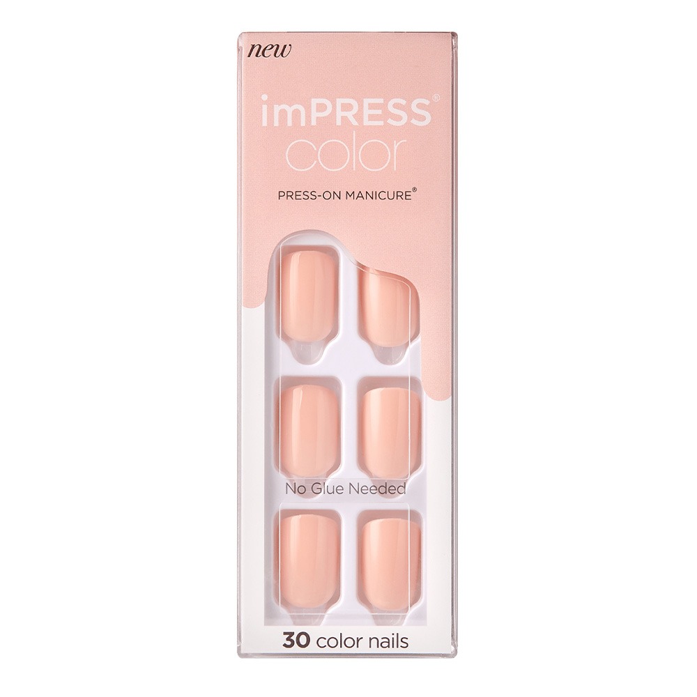Kiss, imPRESS Color Press-On Manicure Peevish Pink, Quick and easy press-on nails in pink, 30 pieces