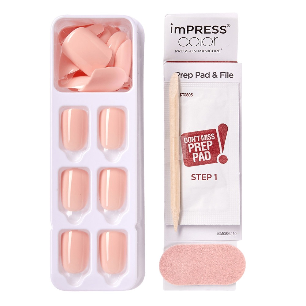 Kiss, imPRESS Color Press-On Manicure Peevish Pink, Quick and easy press-on nails in pink, 30 pieces