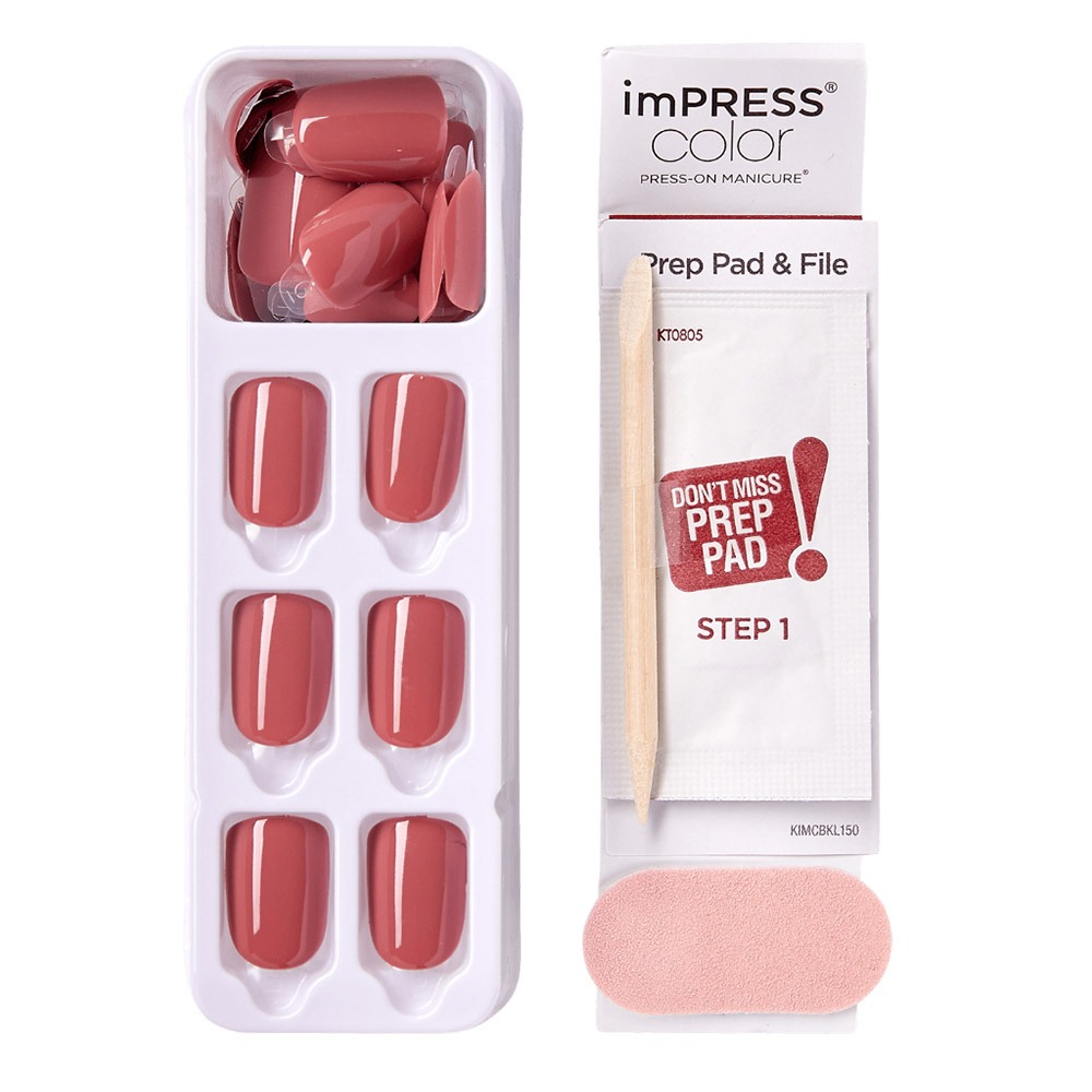 Kiss, imPRESS Color Nails Platonic Pink, Durable color press-on nails, 30 pieces