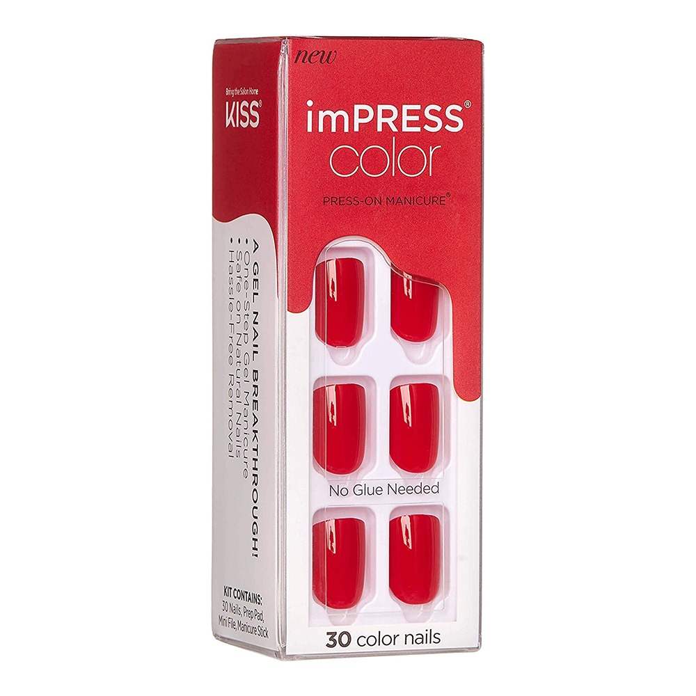 Kiss, imPRESS Color Press On Manicure Reddy Or Not, Easy application press-on nails, 30 pieces