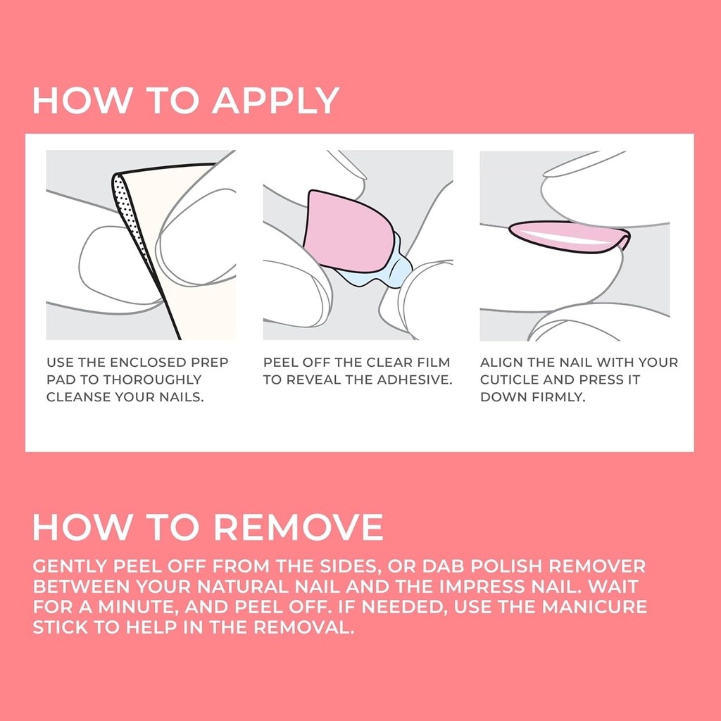 Kiss, imPRESS Color Press-On Nails Baby Why So Blue, Easy to apply blue press-on nails, 30 pieces