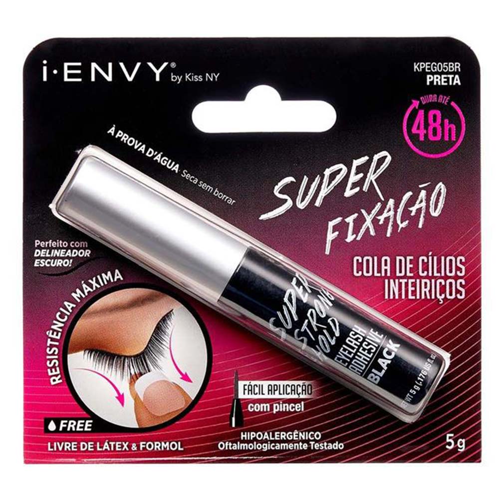 Kiss, I.Envy Super Strong Hold Eyelash Adhesive Black, Waterproof eyelash glue for secure hold, KPEG05