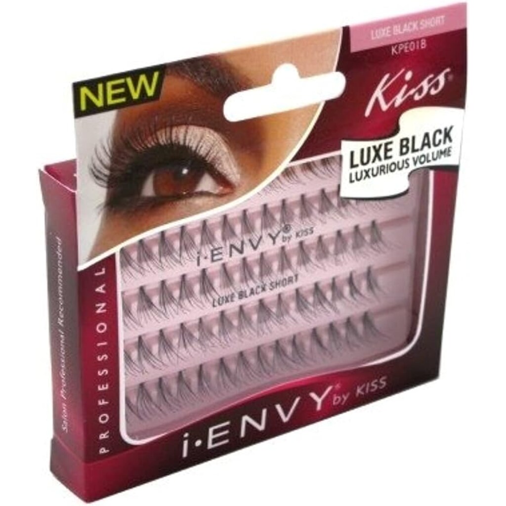 Kiss, Short Individual Flare Luxe Black Eyelashes, Natural looking short black lashes, 70 pieces