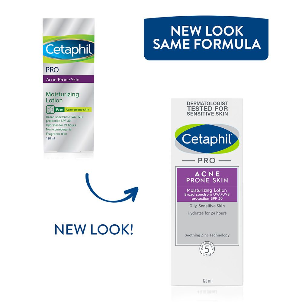 Cetaphil, Pro Acne-Prone Skin SPF 30 Moisturizing Lotion, Lightweight daily sun protection and hydration, 120ml