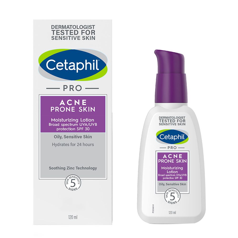 Cetaphil, Pro Acne-Prone Skin SPF 30 Moisturizing Lotion, Lightweight daily sun protection and hydration, 120ml