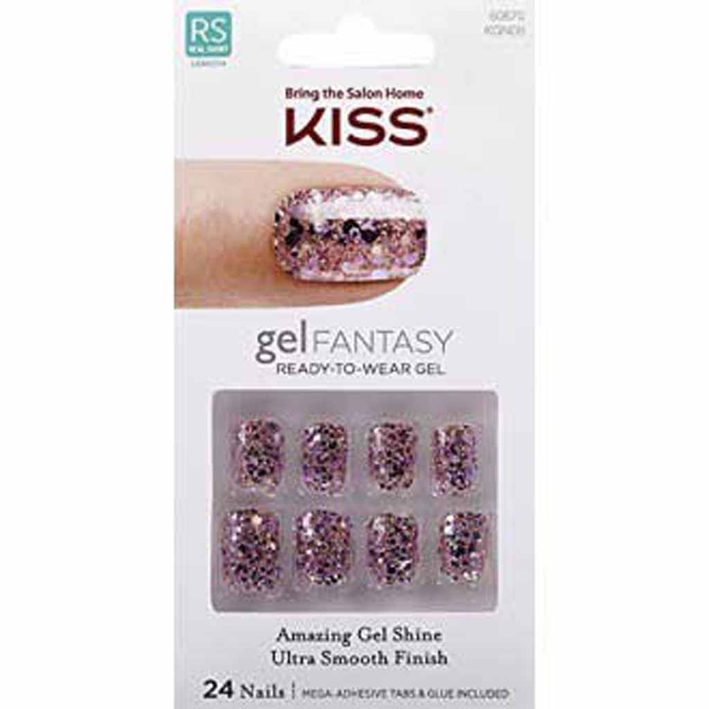 Kiss, Gel Fantasy Nails Faux Real, Durable gel nail extensions with natural finish