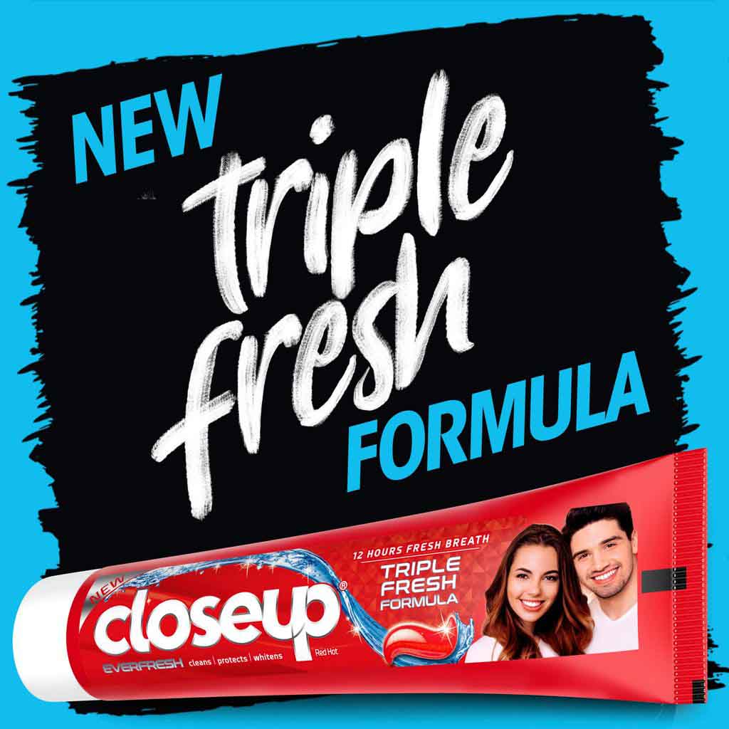 Closeup Triple Fresh Formula Toothpaste, Red Hot, 50ml