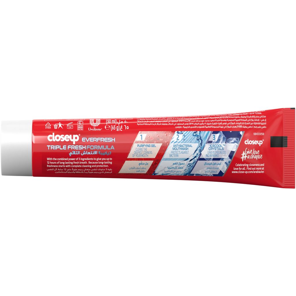 Closeup Triple Fresh Formula Toothpaste, Red Hot, 120ml