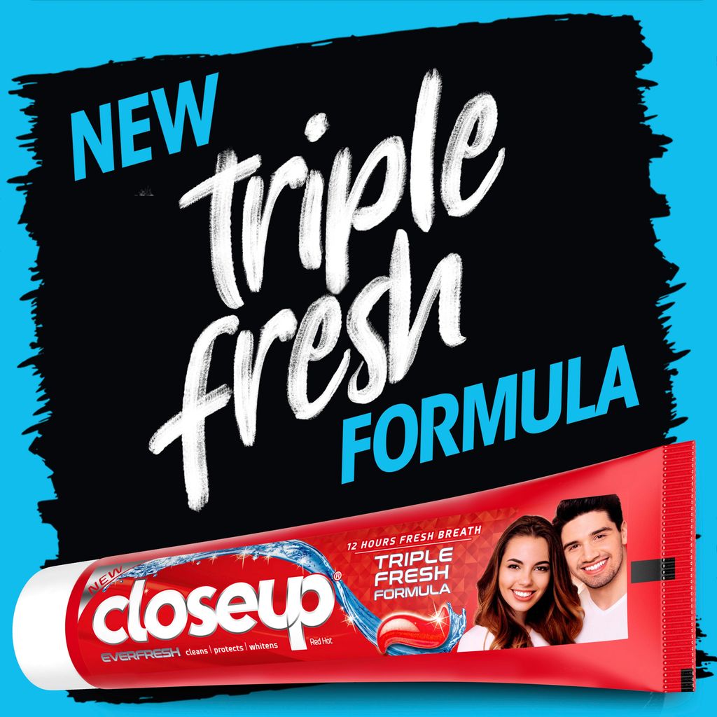 Closeup Triple Fresh Formula Toothpaste, Red Hot, 120ml