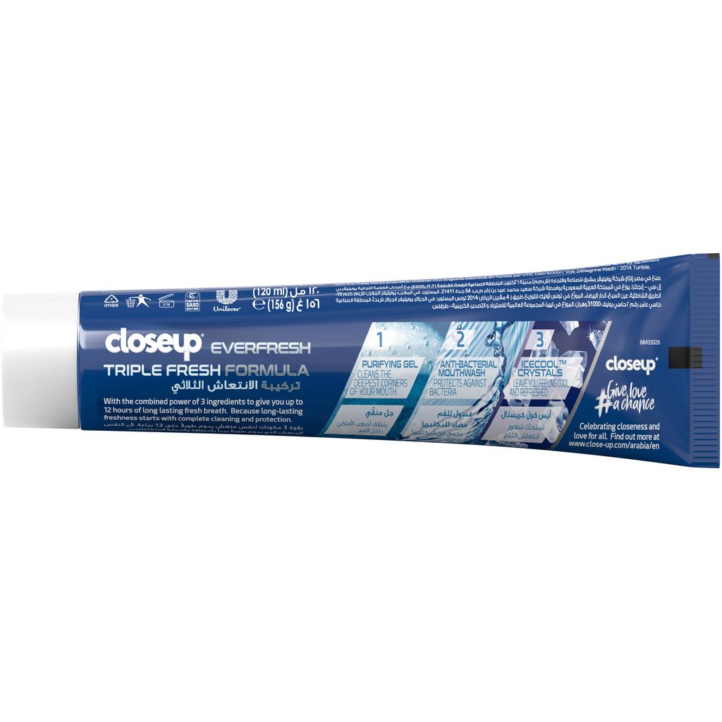 Closeup, Triple Fresh Formula Toothpaste Cool Breeze, Refreshing toothpaste for fresh breath, 120ml