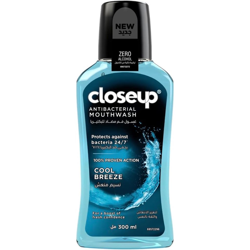 Closeup, Cool Breeze Mouthwash, Refreshing mint mouth rinse for fresh breath, 300ml