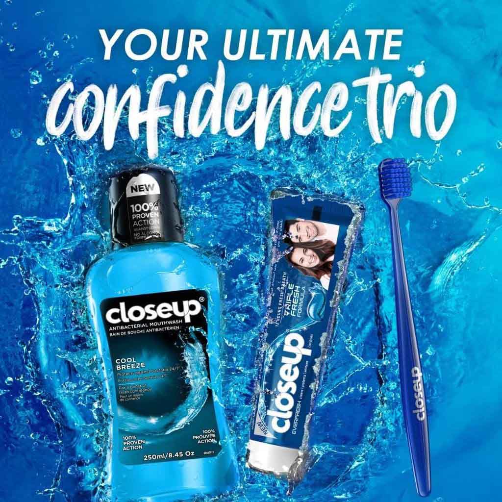 Closeup, Cool Breeze Mouthwash, Refreshing mint mouth rinse for fresh breath, 300ml