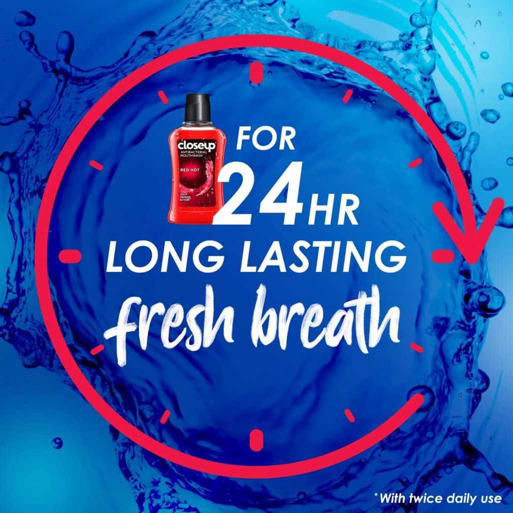 Closeup, Anti-Bacterial Mouthwash Red Hot, Refreshing antibacterial mouth rinse, 300ml