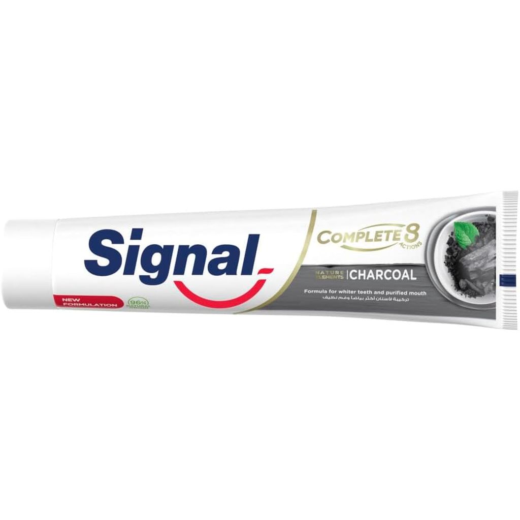 Signal, Complete 8 Toothpaste Charcoal, Whitening toothpaste with charcoal for deep cleaning, 75ml