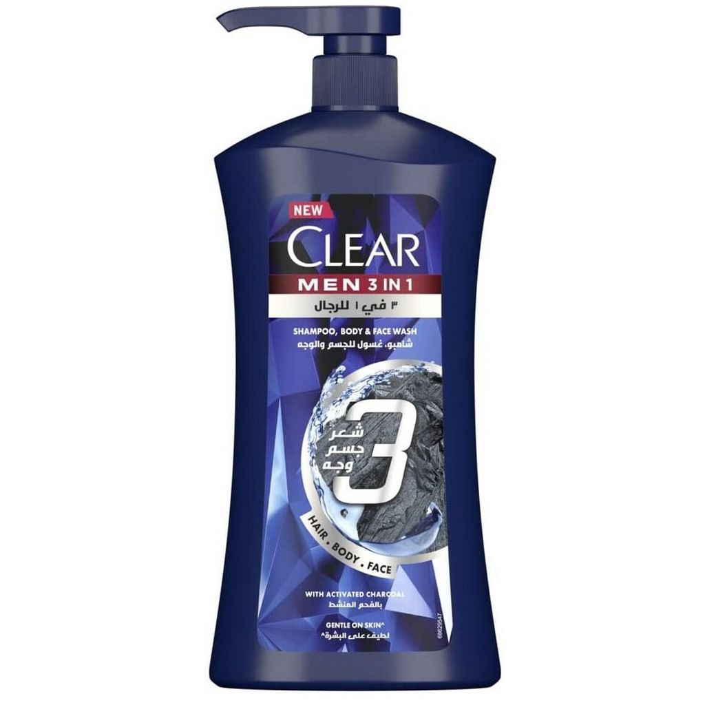 Clear, Male Shampoo 3 in 1, Shampoo for hair, scalp, and body cleansing, 6ml
