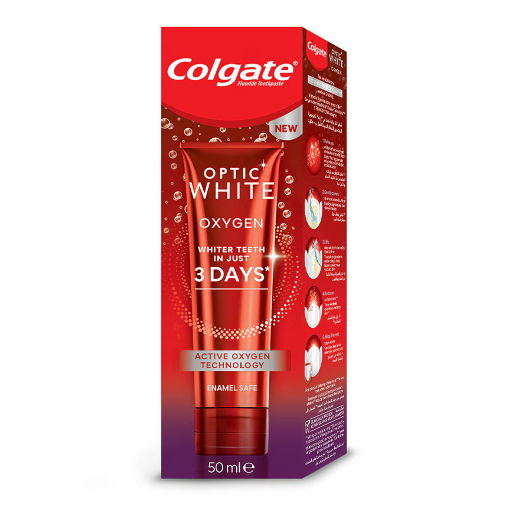 Colgate, Optic White Oxygen Whitening Toothpaste, Whitening toothpaste for brighter teeth, 50ml