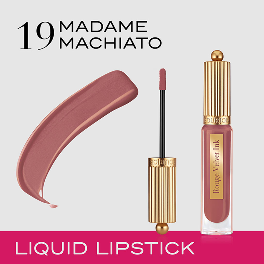 Bourjois, Rouge Velvet Ink Lipstick 19 Madame Machiato, Long-lasting velvet finish lipstick with rich pigment, 3.5 ml