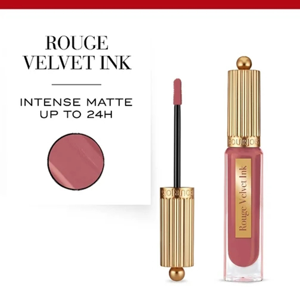 Bourjois, Rouge Velvet Ink Lipstick 23 Pink Par-Tea, Lightweight velvet finish lipstick with pink shade, 3.5 ml