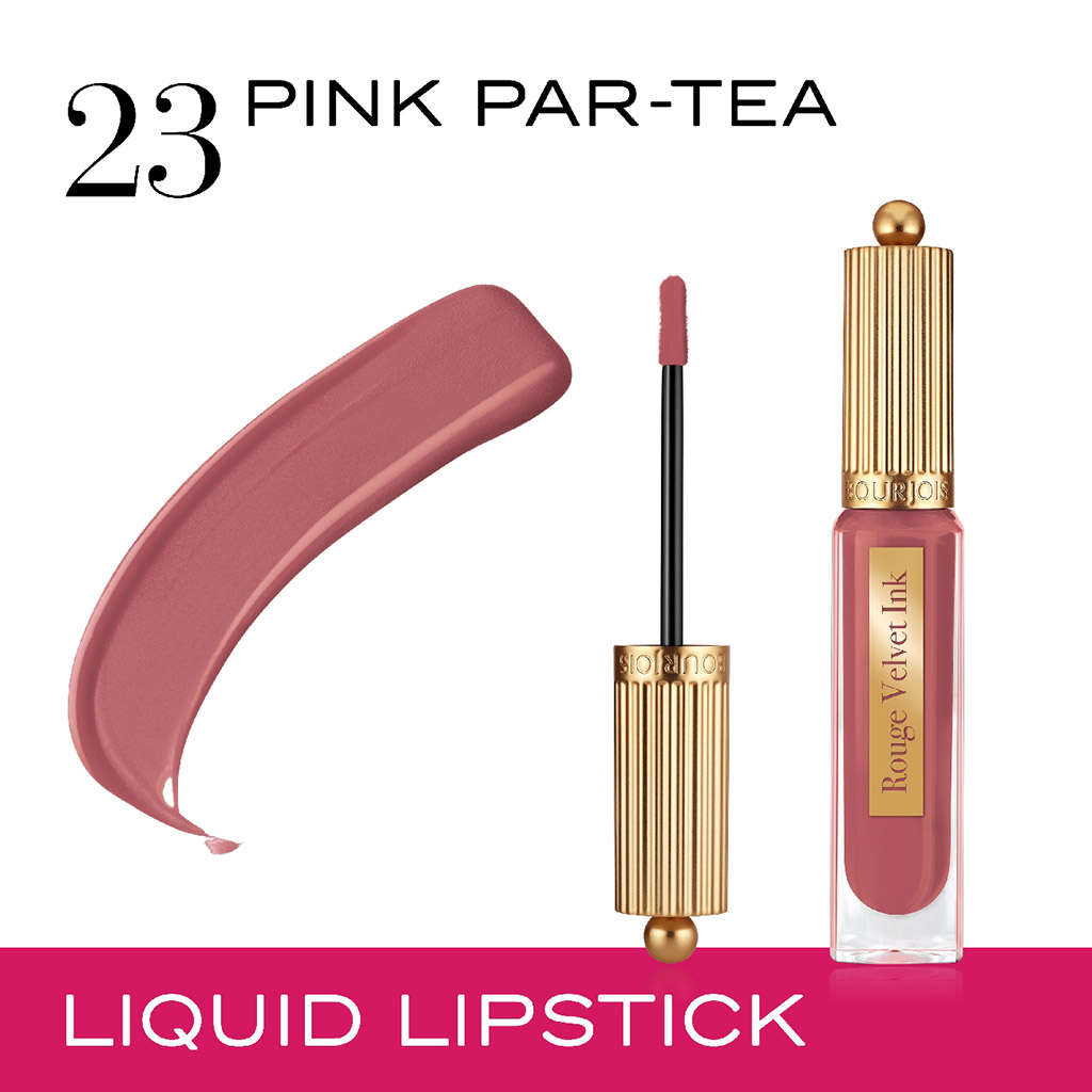 Bourjois, Rouge Velvet Ink Lipstick 23 Pink Par-Tea, Lightweight velvet finish lipstick with pink shade, 3.5 ml