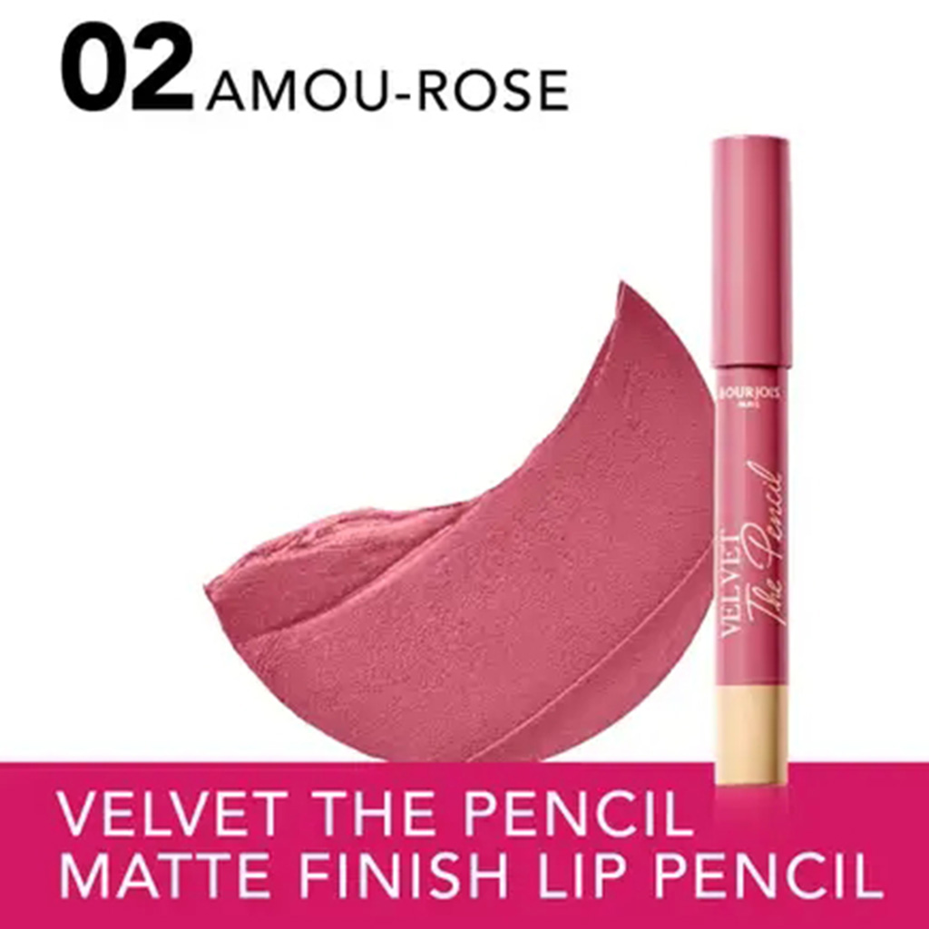 Bourjois, Velvet The Pencil Lip Liner 02 Amourose, Smooth lip liner in soft pink shade, 3g