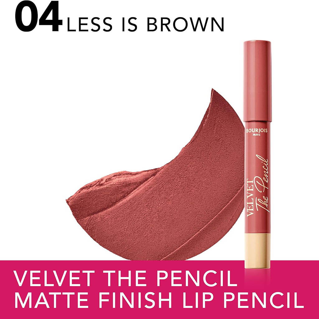 Bourjois, Velvet The Pencil Lip Liner 04 Less Is Brown, Smooth lip liner for precise application, 3g