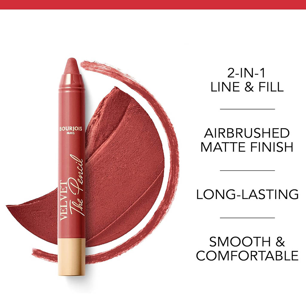 Bourjois, Velvet The Pencil Lip Liner 04 Less Is Brown, Smooth lip liner for precise application, 3g