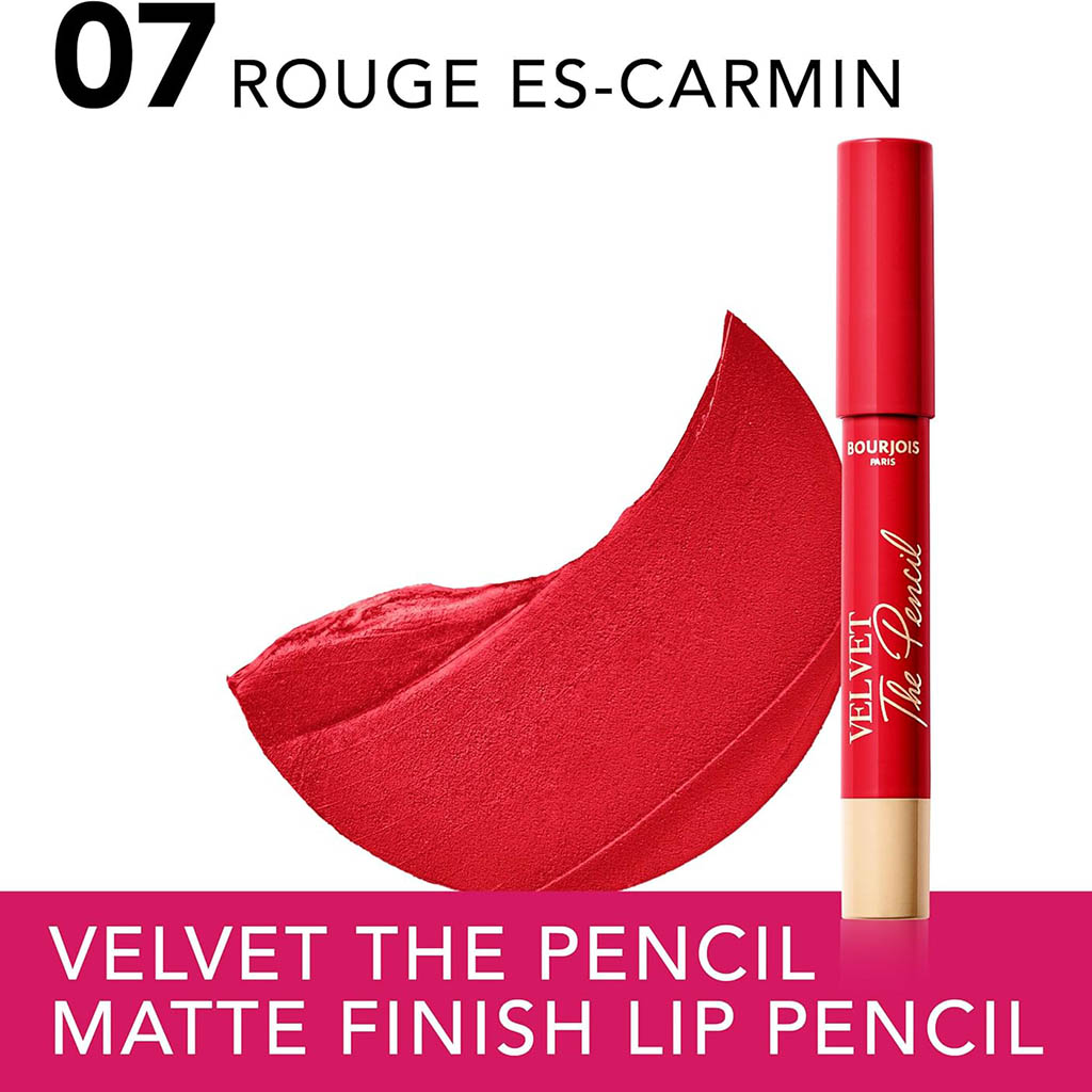 Bourjois, Velvet the pencil lip liner 07 rouge is carmin, Creamy lip liner for bold colour, 3g