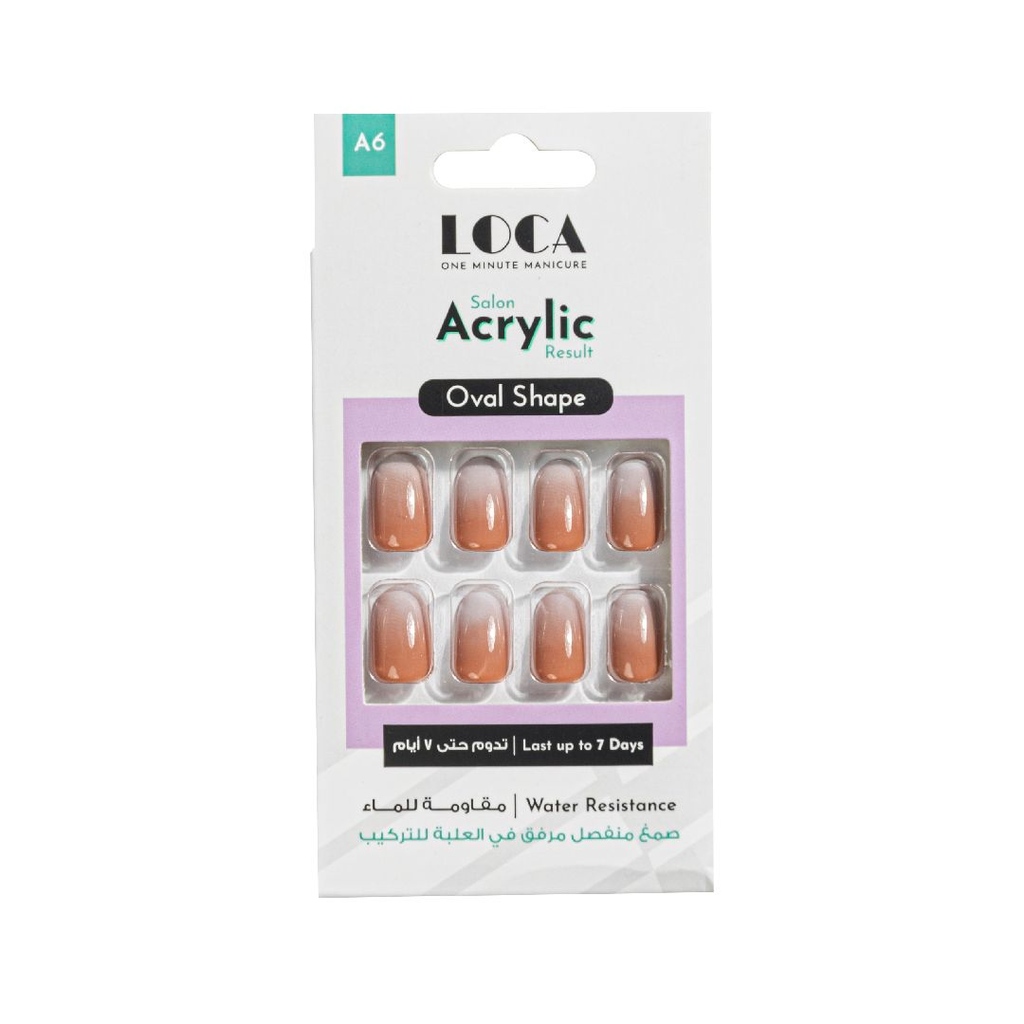 Loca Acrylic Nails with Glue Tube, A6 Oval Shape, 24 Nails