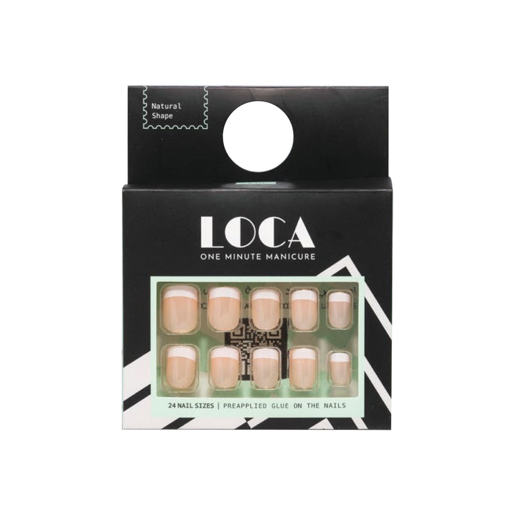 Loca, Press-On Nails French Natural Shape M20, Natural French style press-on nails, 24 nails