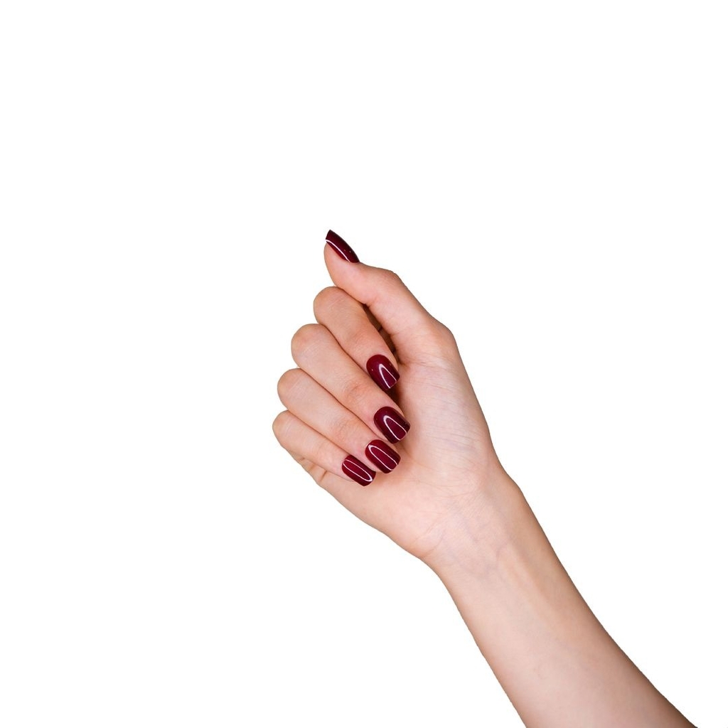 Loca, Nails M11 Deep Red Natural Shape Press On, Deep red natural shaped press-on nails, 24 nails