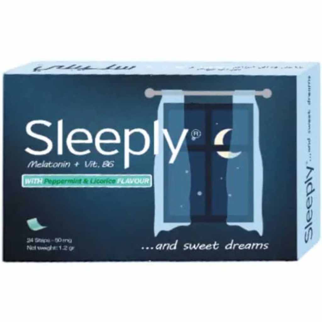 Sleeply, Melatonin 1mg + Vitamin B6, Sleep aid supplement for restful nights, 24 strips