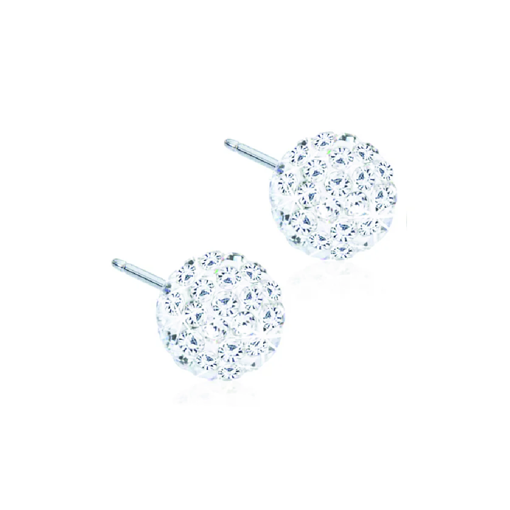 Blomdahl, Crystal ball earrings, Hypoallergenic white crystal ball earrings, 8 mm