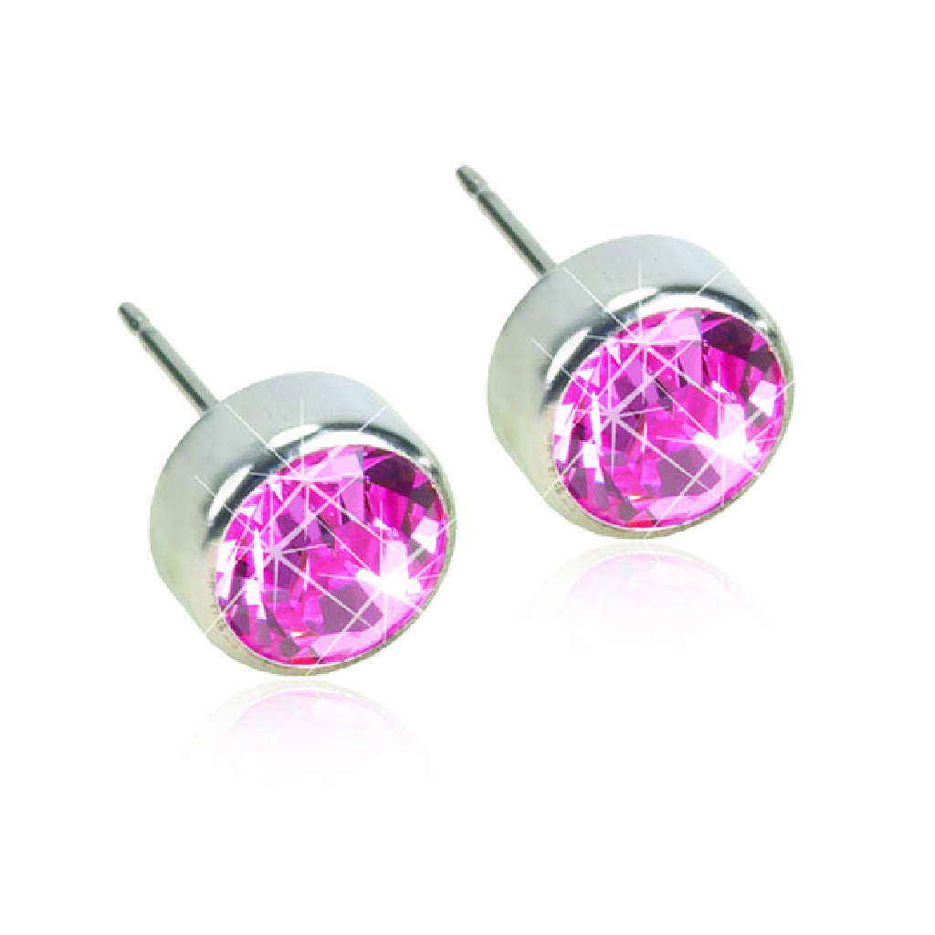 Blomdahl, ST Bezel Light Rose, Hypoallergenic stud earrings, 5 mm