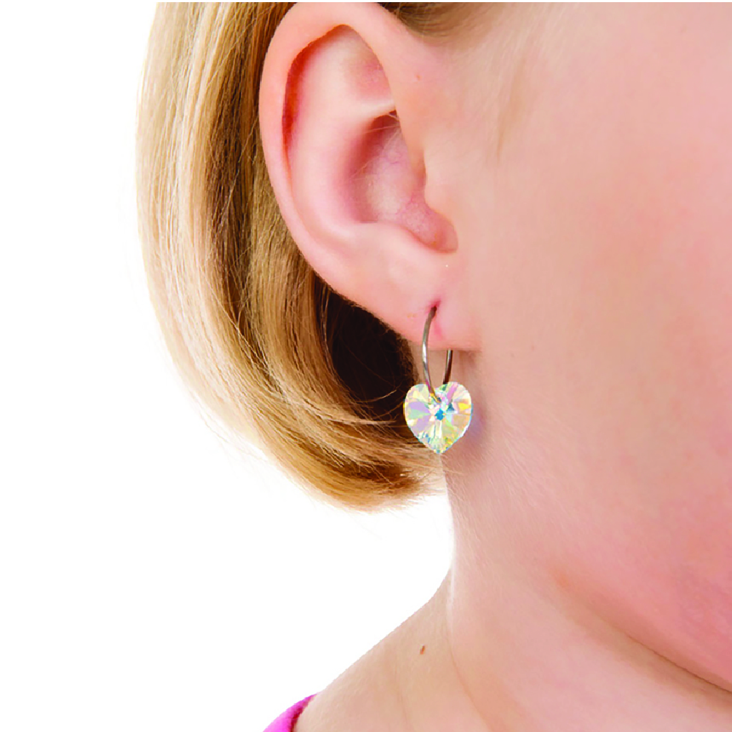 Blomdahl, Stud earrings 14mm heart rainbow, Hypoallergenic stainless steel heart earrings, 14mm