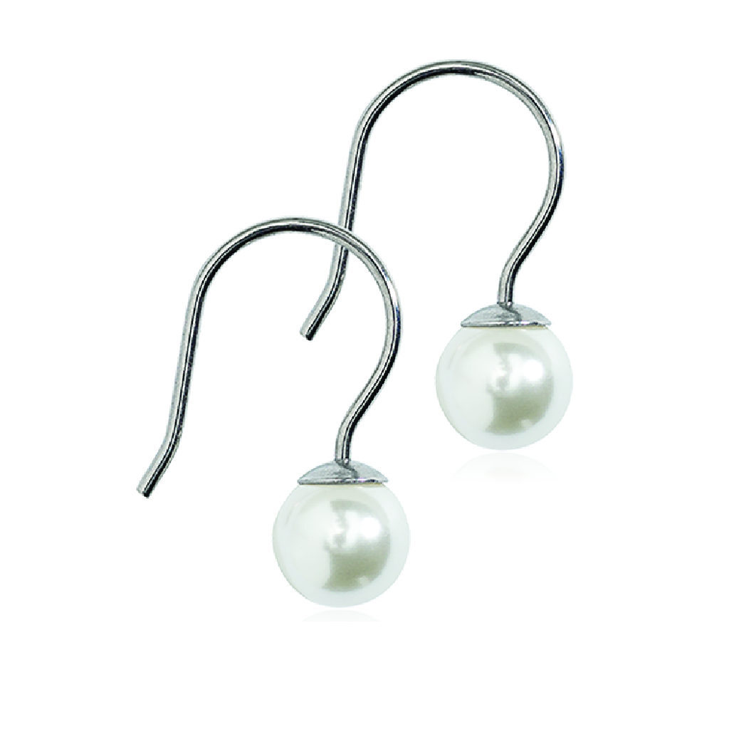 Blomdahl, Pearl Mini 6mm White, Hypoallergenic white pearl earrings for sensitive ears, 6 mm
