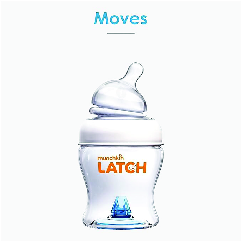 Munchkin, Latch 4oz bottle natural movement teat, Anti-colic baby bottle with natural teat, 4 oz