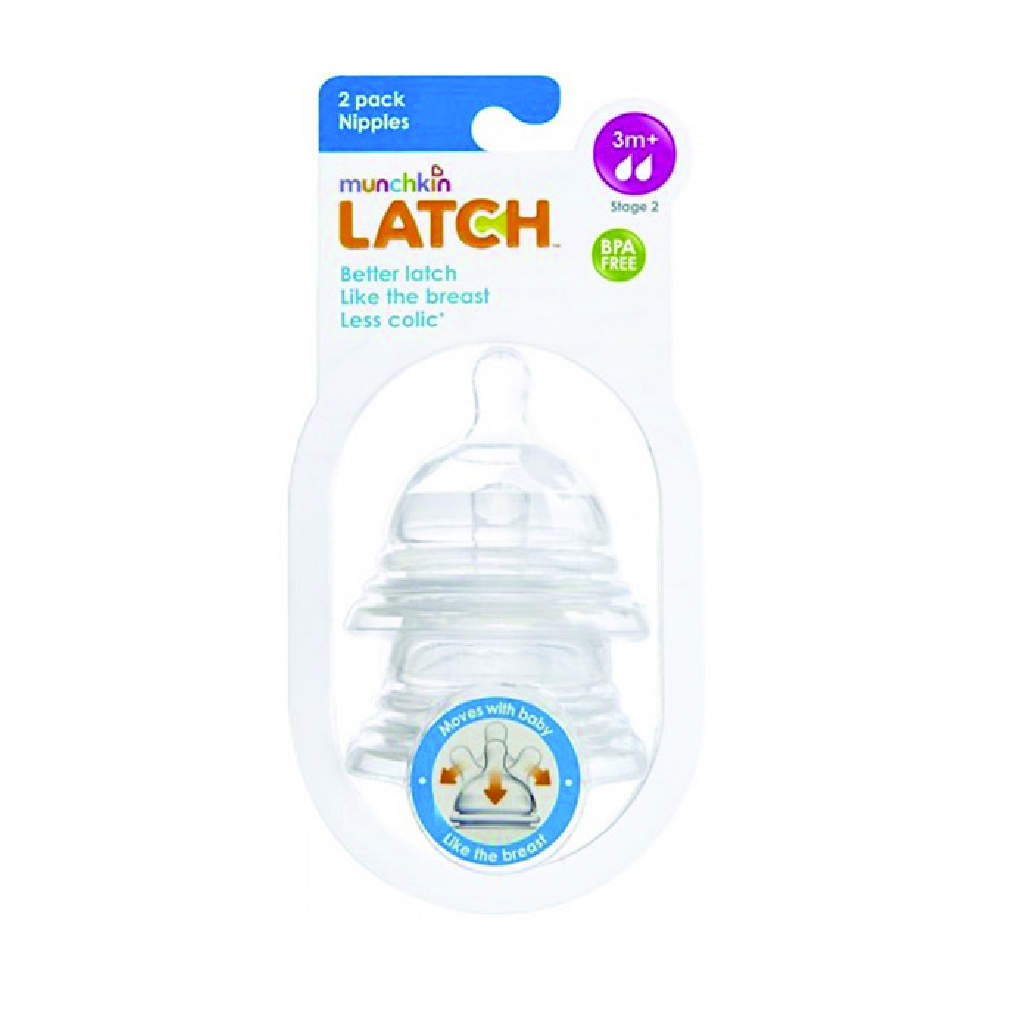 Munchkin, Latch Natural Movement Stage 2 Nipple, Soft nipple for babies 3+ months