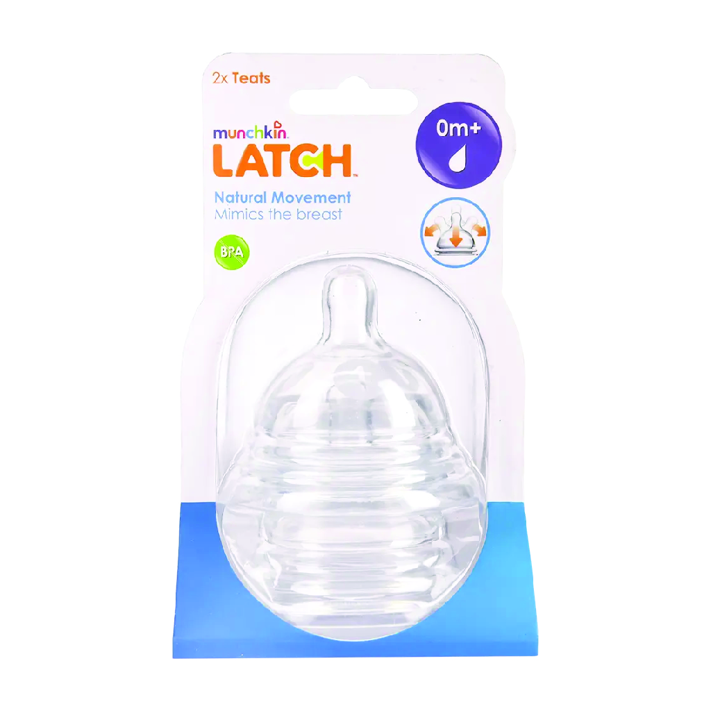 Munchkin, Latch Natural Movement Stage 1 Nipple, Soft nipple for newborns 0+ months