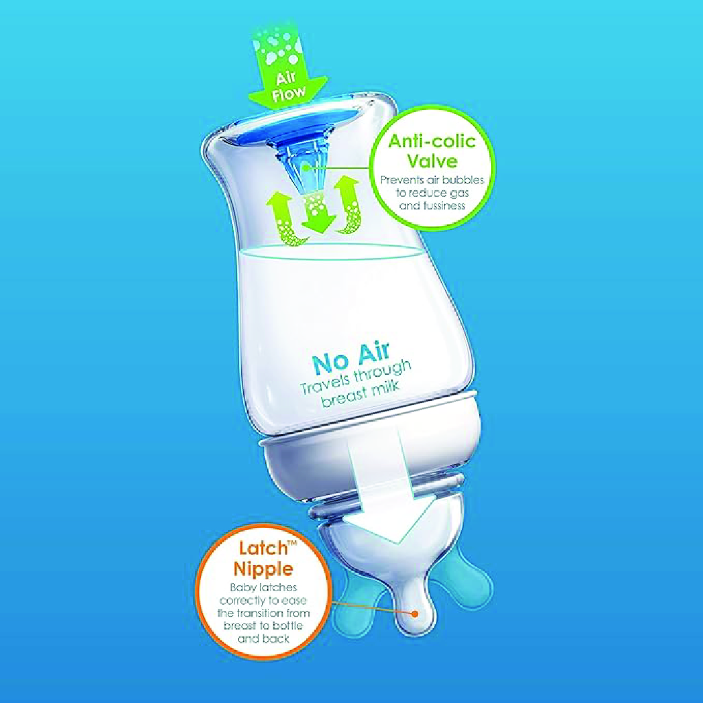 Munchkin, Latch 8 oz Bottle Natural Movement Teat, Anti-colic baby bottle teat, 8 oz