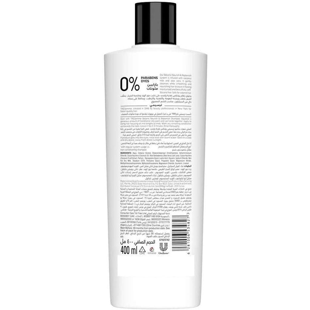 Tresemme, Botanix Nourish & Replenish Conditioner, Conditioner with natural botanicals for hair nourishment, 400 ml