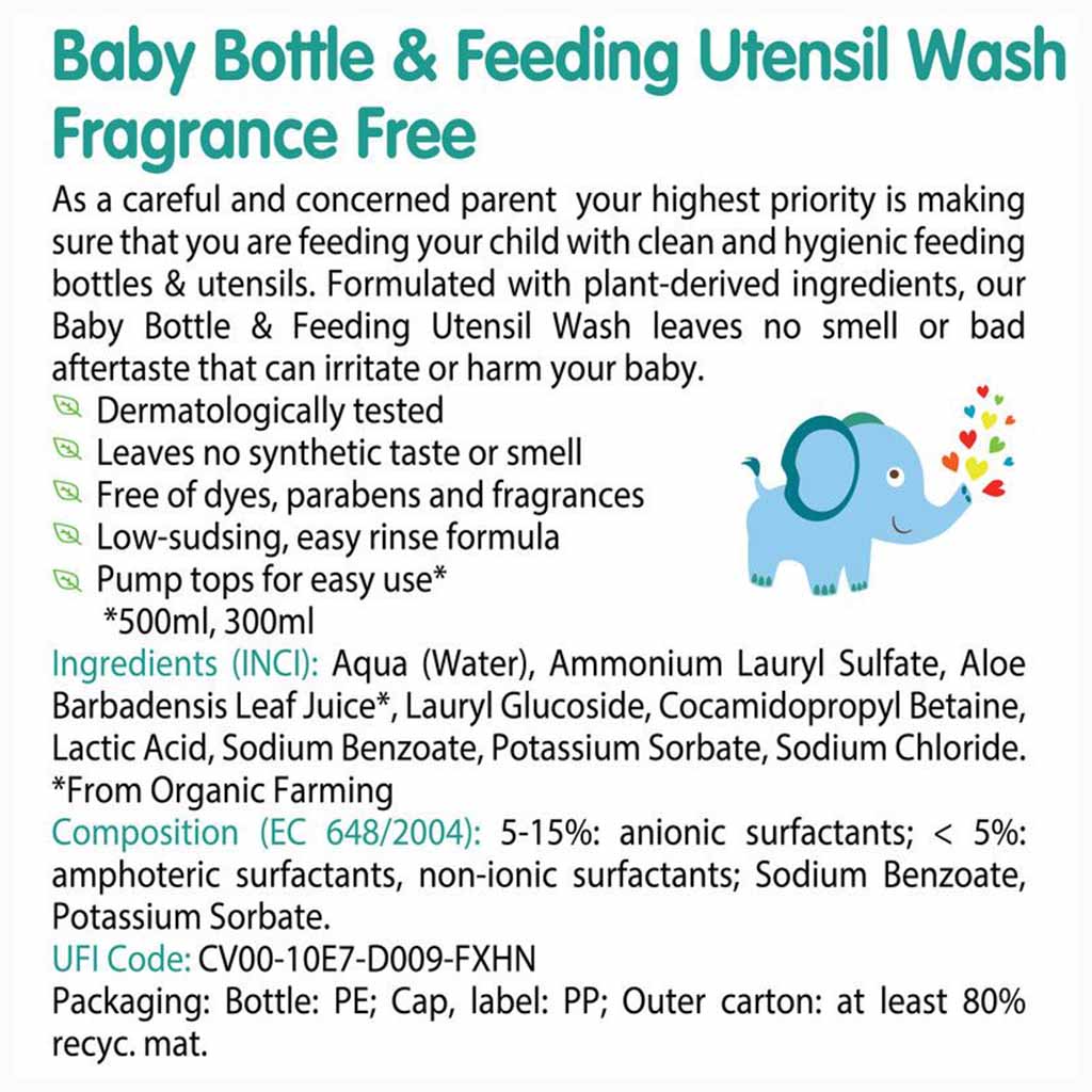 Friendly Organic, Baby Bottle and Feeding Utensils Wash, Gentle cleaning liquid for baby items, 750ml